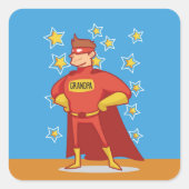 Opa Superheld op Vaderdag Vierkante Sticker (Voorkant)