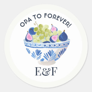Opa tot in de eeuwigheid Griekse Trouwfiguur Druiv Ronde Sticker