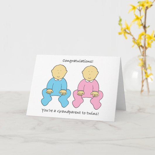 Opa-tweelingen gefeliciteerd kaart (Gele Bloem)