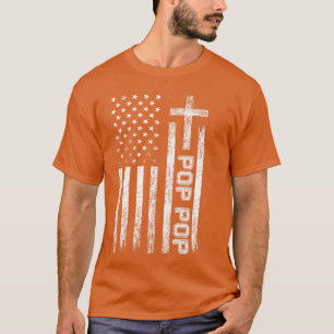 Opa USA Amerikaanse Vlag Kruis Christelijke Opa T-shirt