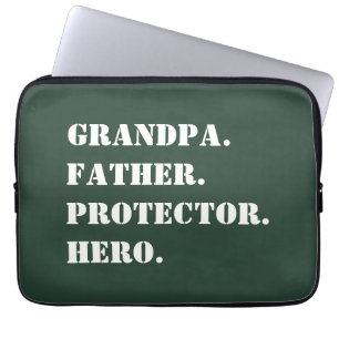 Opa Vader Beschermer Held Tekst Vaderdag Laptop Sleeve