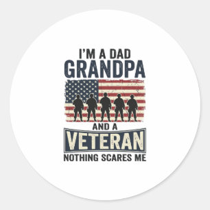 Opa Vader Veteraan Patriottisch Vintage T-shirt On Ronde Sticker