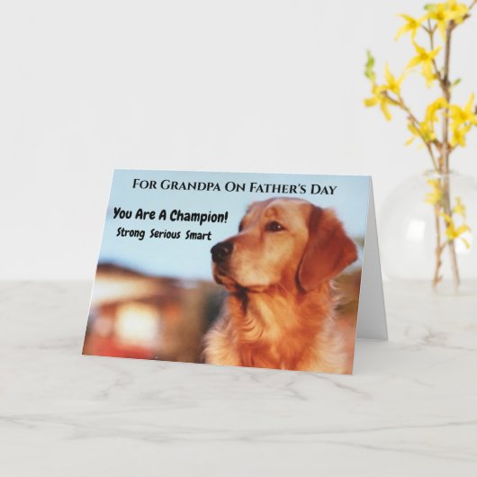 Opa Vaderdag Golden Retriever Kaart (Gele Bloem)