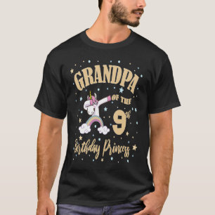 Opa van de 9e verjaardag prinses Unicorn 9 yea T-shirt