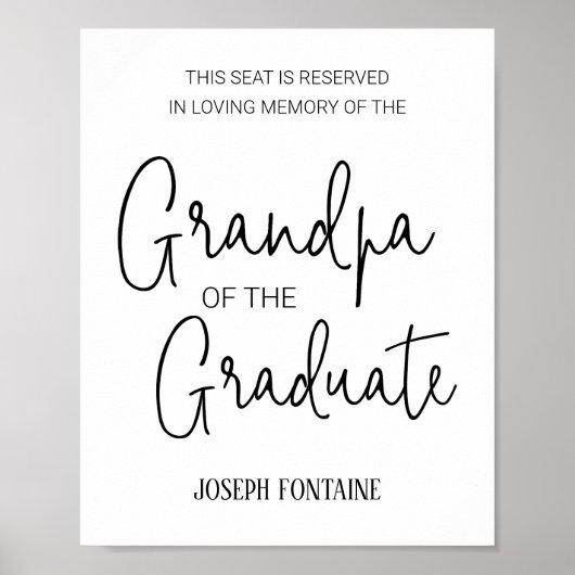 Opa van de Afstuderen Memorial Reserved Seat Poster (Voorkant)