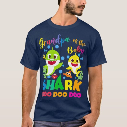 Opa van de Baby haaiendag opa haai T-shirt (Voorkant)