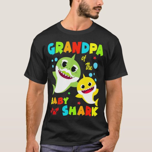 Opa van de Baby haaiendag opa haai T T-shirt (Voorkant)