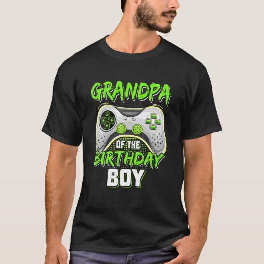 Opa van de Birthday Boy Cute Video Gamer Match T-shirt (Voorkant)