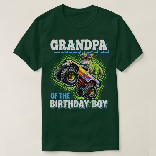 Opa van de Birthday Boy Dinosaur Monster Truck T-shirt (Design voorkant)