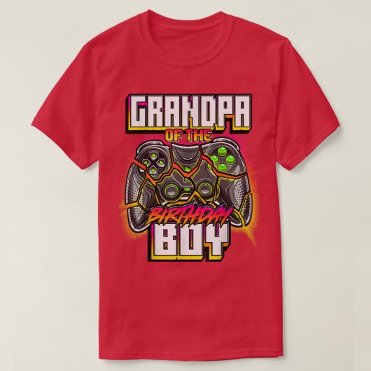 Opa van de Birthday Boy Matching Family Video T-shirt (Design voorkant)
