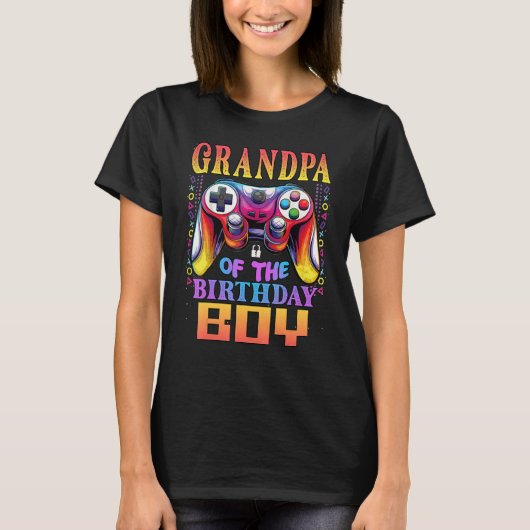 Opa van de Birthday Boy Matching Video Game Bi T-shirt (Voorkant)