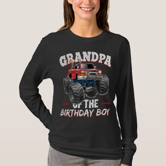 Opa van de Birthday Boy Monster Truck Birthday T-shirt (Voorkant)
