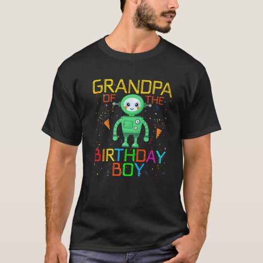 Opa van de Birthday Boy Robotics Theme Family T-shirt (Voorkant)
