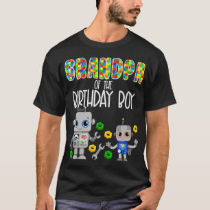 Opa van de Birthday Boy Robots party Robotics T-shirt