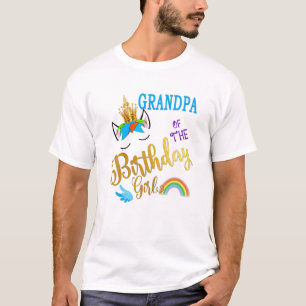 Opa van de Birthday Girl Papa Unicorn First Bi T-shirt