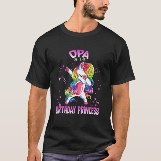Opa van de Birthday Party Princess Dabbing Unicorn T-shirt (Voorkant)