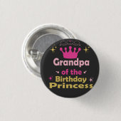 Opa van de Birthday prinses T-Shirt Ronde Button 3,2 Cm (Voorkant /achterkant)