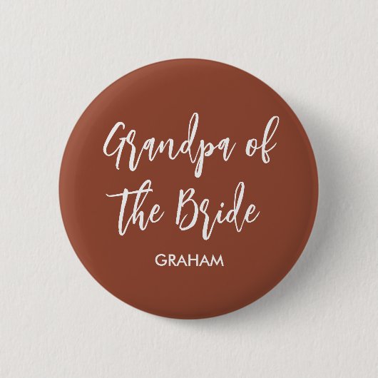 Opa van de Bride Terracotta Wedding Button (Voorkant)