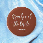 Opa van de Bride Terracotta Wedding Button<br><div class="desc">Opa van de Button van het bruidsbruid in Terracotta Brown and White,  Good for Weddings,  Bridal Party,  Rehearsal Dinner. Bekijk meer producten met dit ontwerp in het collectie hieronder.</div>