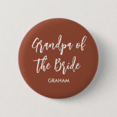 Opa van de bruid Terracotta trouwknoop Ronde Button 5,7 Cm (Voorkant)