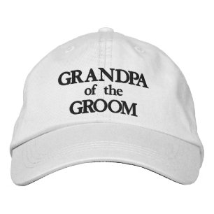 Opa van de bruidegom zwart wit elegante trouwdag geborduurde pet