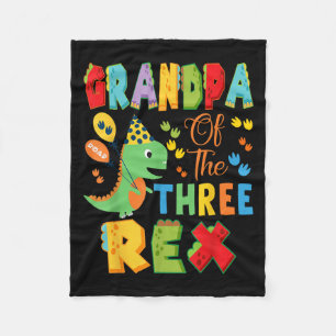 Opa van de Drie Rex 3e Verjaardag Jongen Dinosauru Fleece Deken