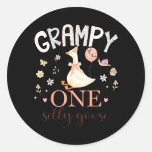 Opa van de enige domme gans 1e verjaardag meisje ronde sticker
