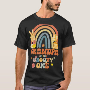 Opa van de Groovy One Rainbow Boho Verjaardag Pa T-shirt