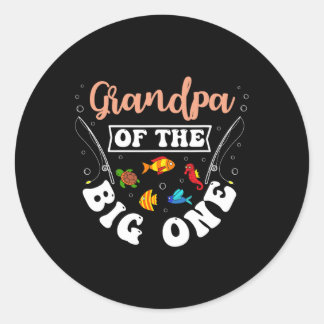 Opa van de grote Vist verjaardagsfeestje Bday Ronde Sticker