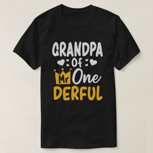 Opa van de heer Onederful 1st Birthday Matching T-shirt (Design voorkant)