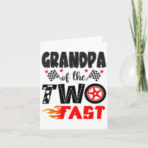 Opa van de twee snelle 2e verjaardag jongen racen  kaart
