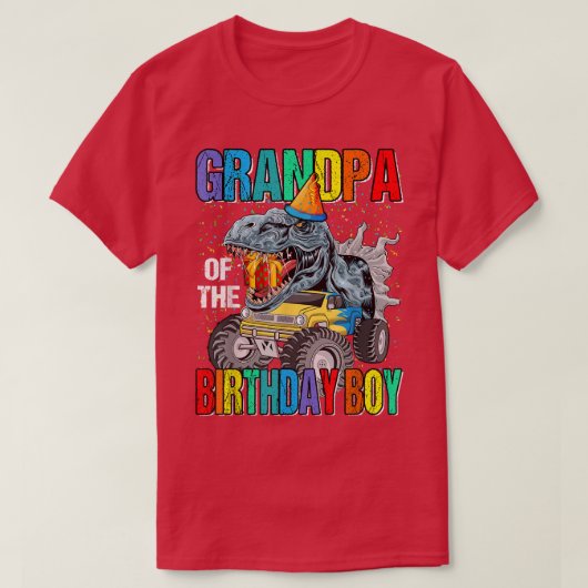 Opa van de verbirthday boy monstertruck dinosaurus t-shirt (Design voorkant)