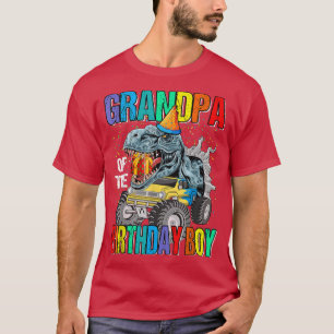 Opa van de verbirthday boy monstertruck dinosaurus t-shirt