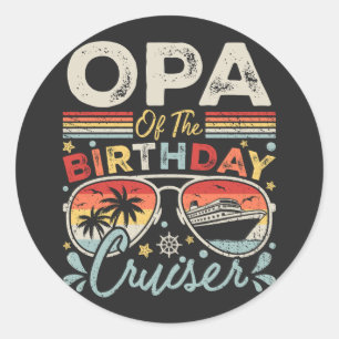 Opa van de verjaardag Cruiser Vakantie Ronde Sticker