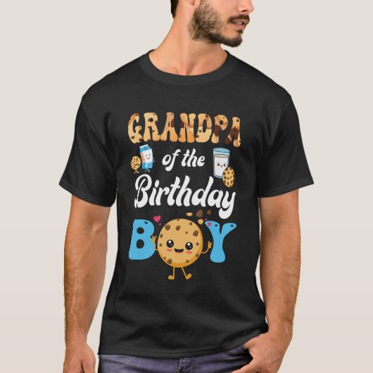 Opa van de verjaardag jongen melk en koekjes 1e B T-shirt (Voorkant)