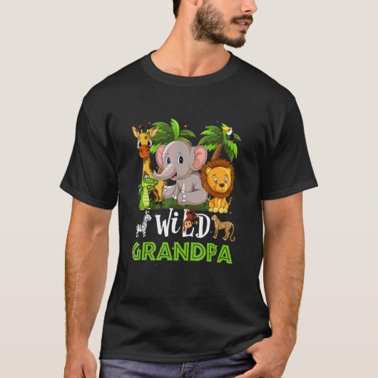Opa van de wilde dierentuin Birthday Safari Oerwou T-shirt (Voorkant)
