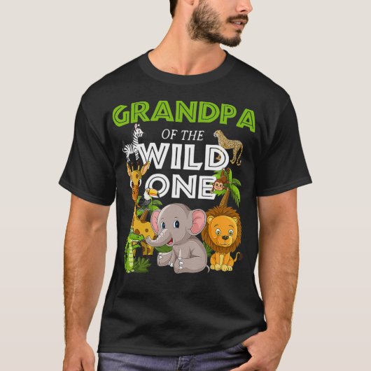 Opa van de wilde dierentuin Birthday Safari T-shirt (Voorkant)