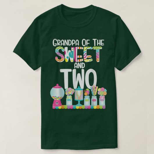 Opa van de zoete en twee snoep verjaardagslolly t-shirt (Design voorkant)