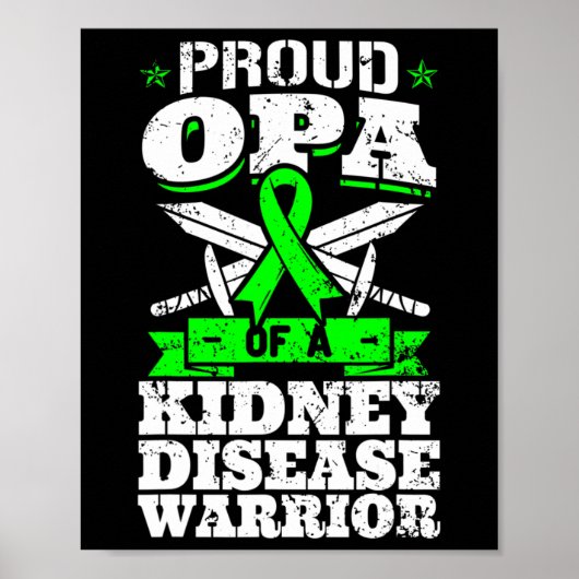 Opa van een Nierziekte Warrior Awareness Opa Poster (Voorkant)