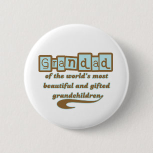 Opa van grootkinderen met cadeautjes ronde button 5,7 cm