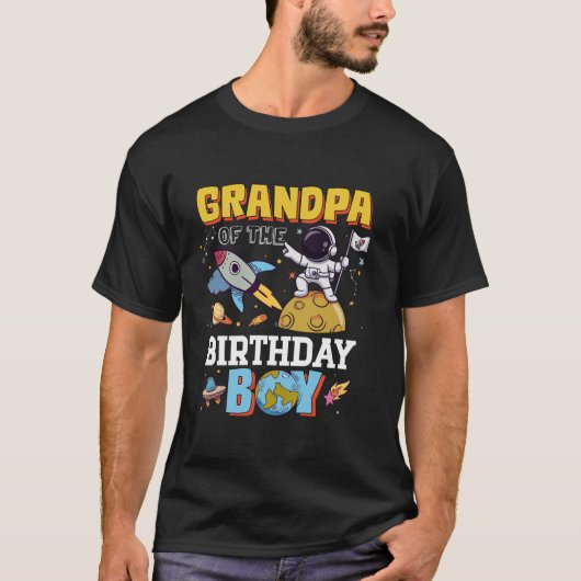 Opa van het 'Birthday Astronaut Boy Space'-thema T-shirt (Voorkant)