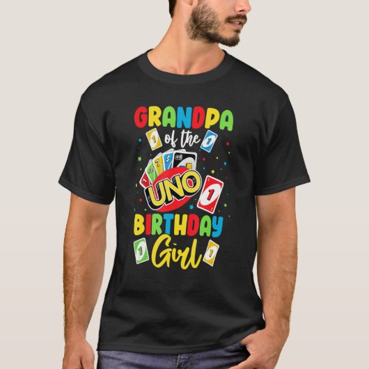 Opa van het Birthday meisje Uno Papa Fath T-shirt (Voorkant)