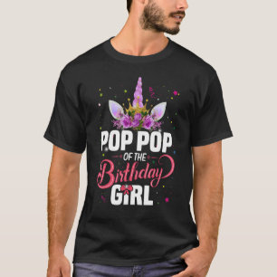 Opa van het jarige meisje prinses eenhoorn geboort t-shirt