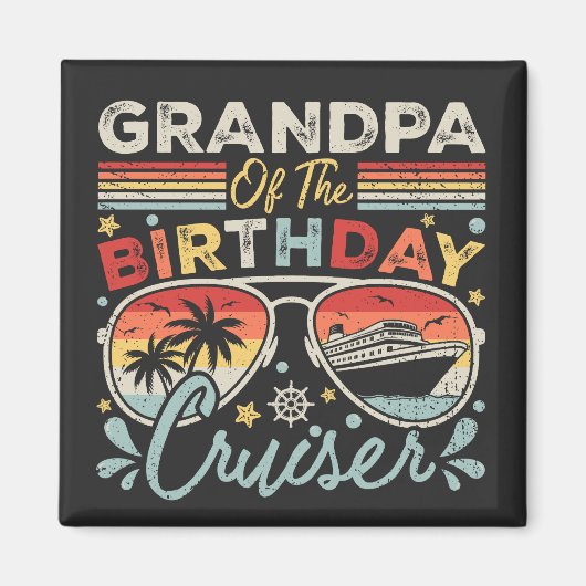 Opa van het verjaardagscruiser vakantieplein magneet (Voorkant)