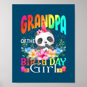 Opa van het verjaardagsmeisje Panda Eenhoring Poster