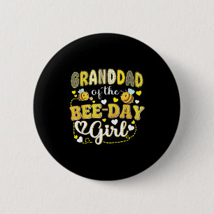 Opa van het verjaardagsmeisje van de bij grappige  ronde button 5,7 cm
