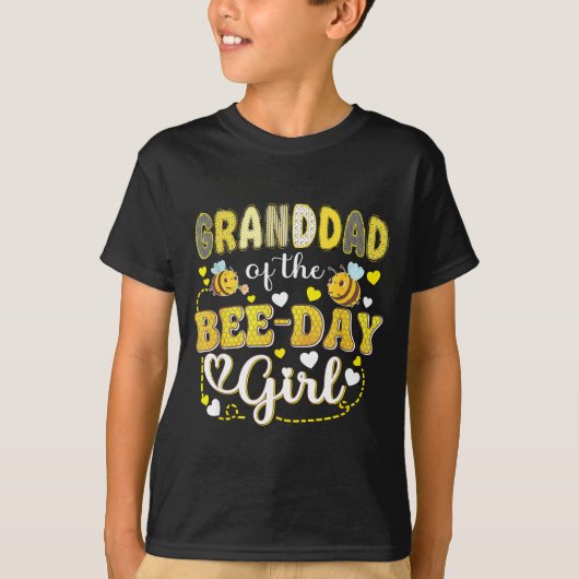 Opa van het verjaardagsmeisje van de bij grappige  t-shirt (Voorkant)