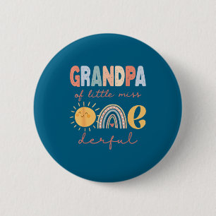 Opa van Little Miss Onederful eerste verjaardag Bo Ronde Button 5,7 Cm