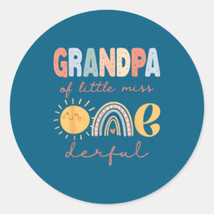 Opa van Little Miss Onederful eerste verjaardag Bo Ronde Sticker