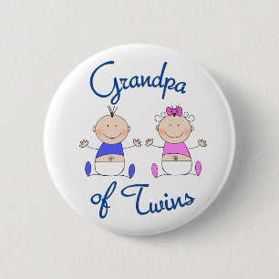 Opa van tweelingen ronde button 5,7 cm